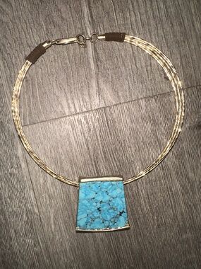 Turquoise Stone Multi-Strand Collar Necklace - Blue